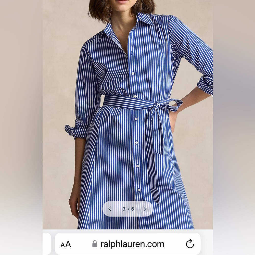 Polo by Ralph Lauren Blue and White Striped Shirt Dress